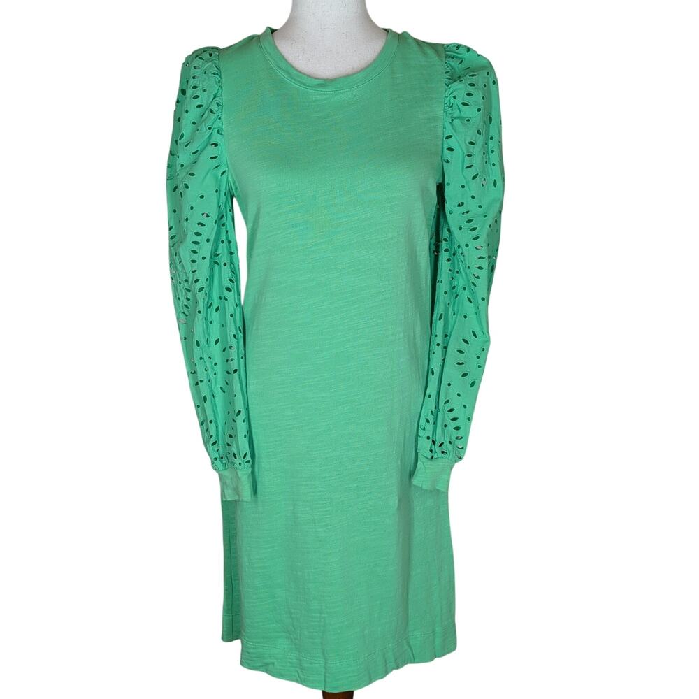 Lilly Pulitzer Jasona Eyelet Dress Lace Long Sleeve Kelly Green Size Small - Picture 2 of 12